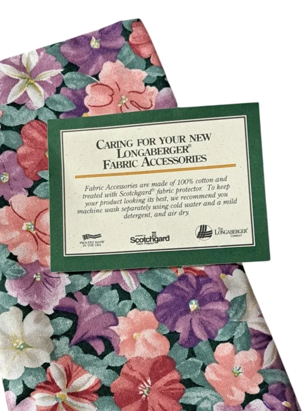 Longaberger Set Of 2 Petunia Fabric Napkins With Purple Trim Brand New